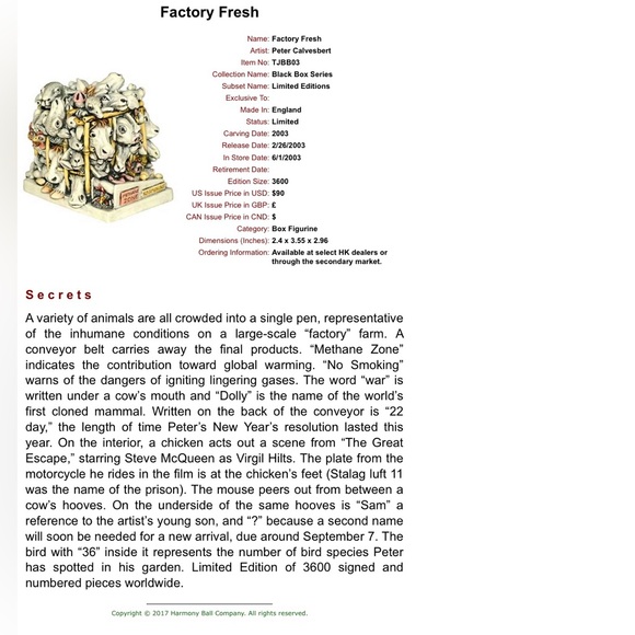 Harmony Kingdom LE 2726/3600 Factory Fresh Box Signed by Peter Calvesbert - Picture 9 of 9